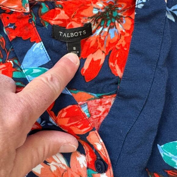 TALBOTS Sleeveless, summer Maxi Dress, Blue w/Floral print, size 8 - Picture 7 of 11